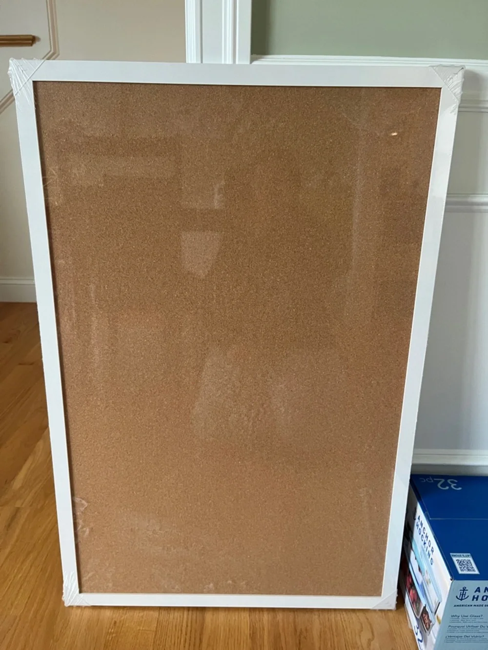 Neutral Linen Notice Board with White Frame - Home Organization